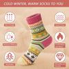 Women's Thick Warm Wool Mid-Calf Socks, Cross Flower Pattern, 5 Pairs
