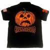 Camiseta Polo Roja Bordada DRIPX Camiseta Y2K HipHop Retro Cabeza de Calabaza Letra Bordada Top Oversized de Manga Corta