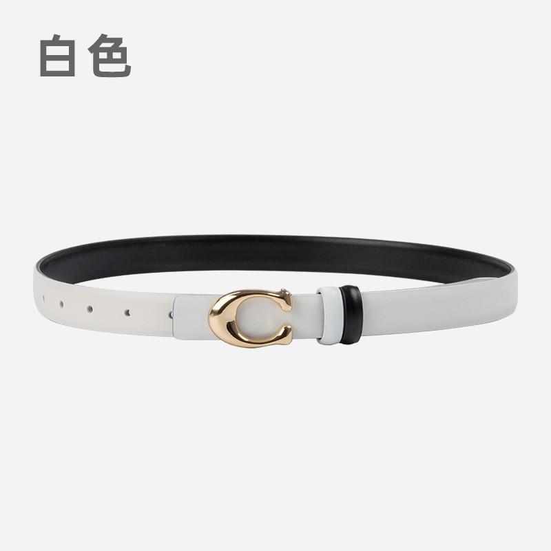 Womens Genuine Leather Belt With C-Shaped Buckle Adjustable Waistband Jeans Casual Fashion Accessory In Multiple Colors