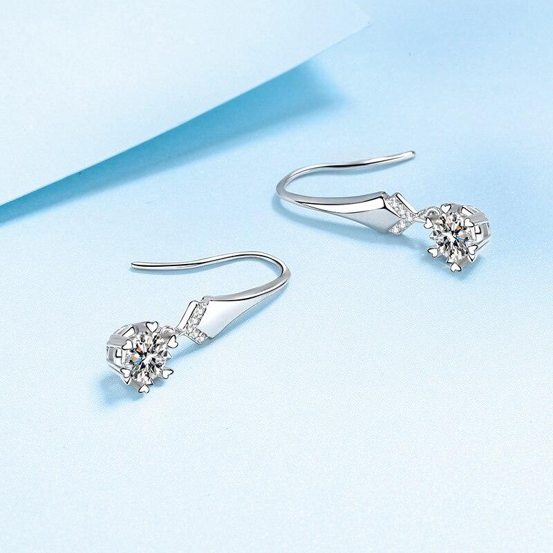 0.5ct 5mm Moissanite spadek kolczyki dla kobiet płatek śniegu S925 srebro 18k białe złoto pozłacane diamentowy kolczyk biżuteria