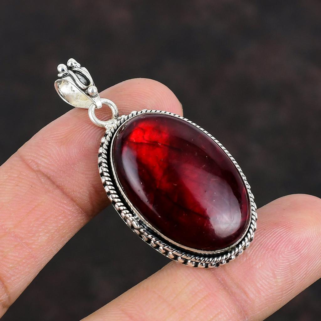 Pandantiv labradorit de foc roșu Pandantiv lucrat manual cu piatră prețioasă Pandantiv din argint 925 bijuterii labradorit naturală Cadou pentru el Pandantiv de designer