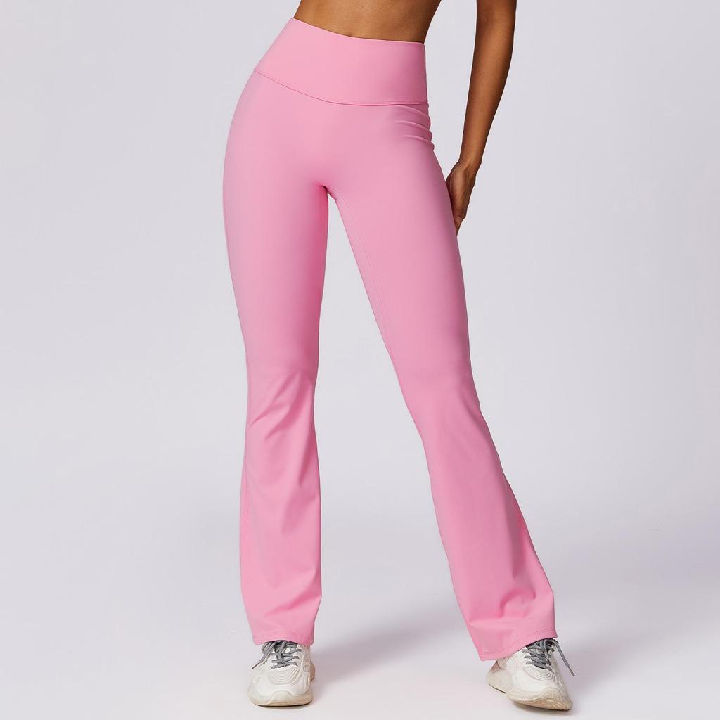 Zechuang High-Waisted Flared Yoga Pants: European & American Style with Wide-Leg and Nude Hip-Lifting Features for Dance and Casual Sports.