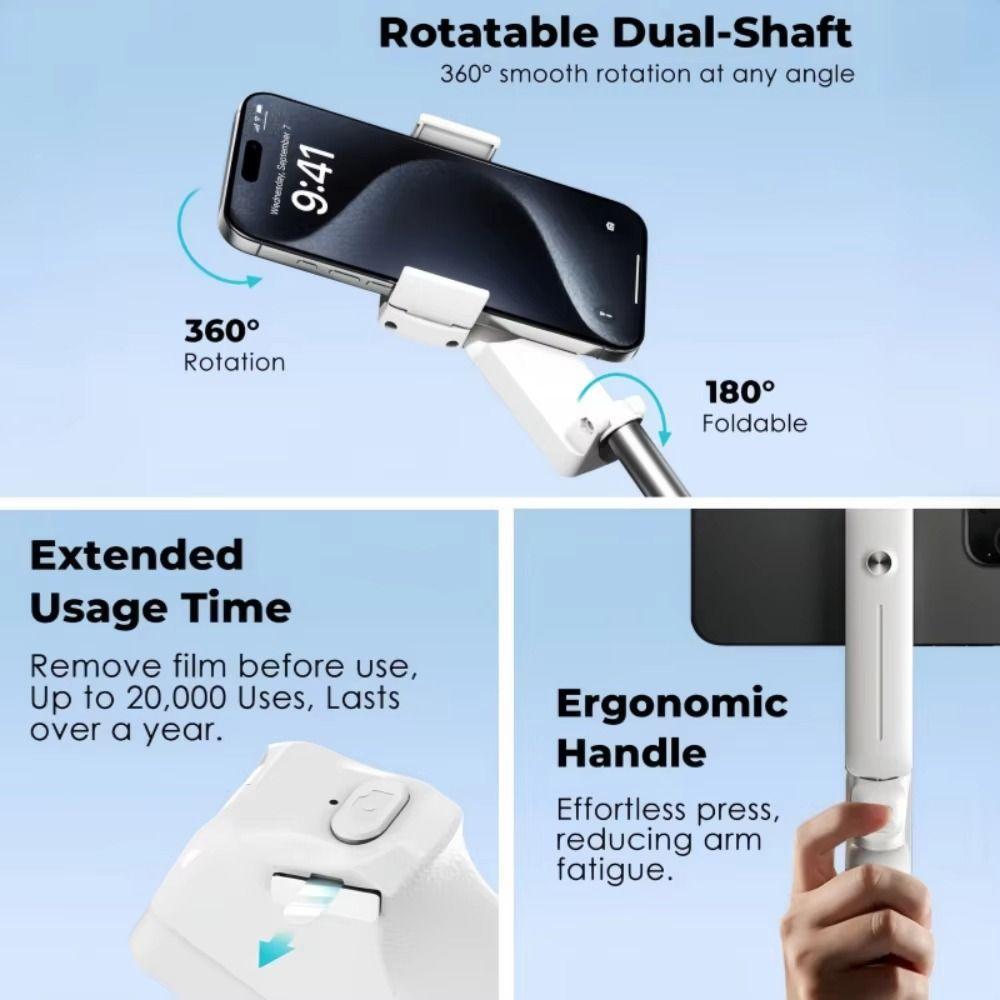 Foldable Mini Bluetooth Selfie Stick 360° Rotation Portable Phone Stand  Live Streaming