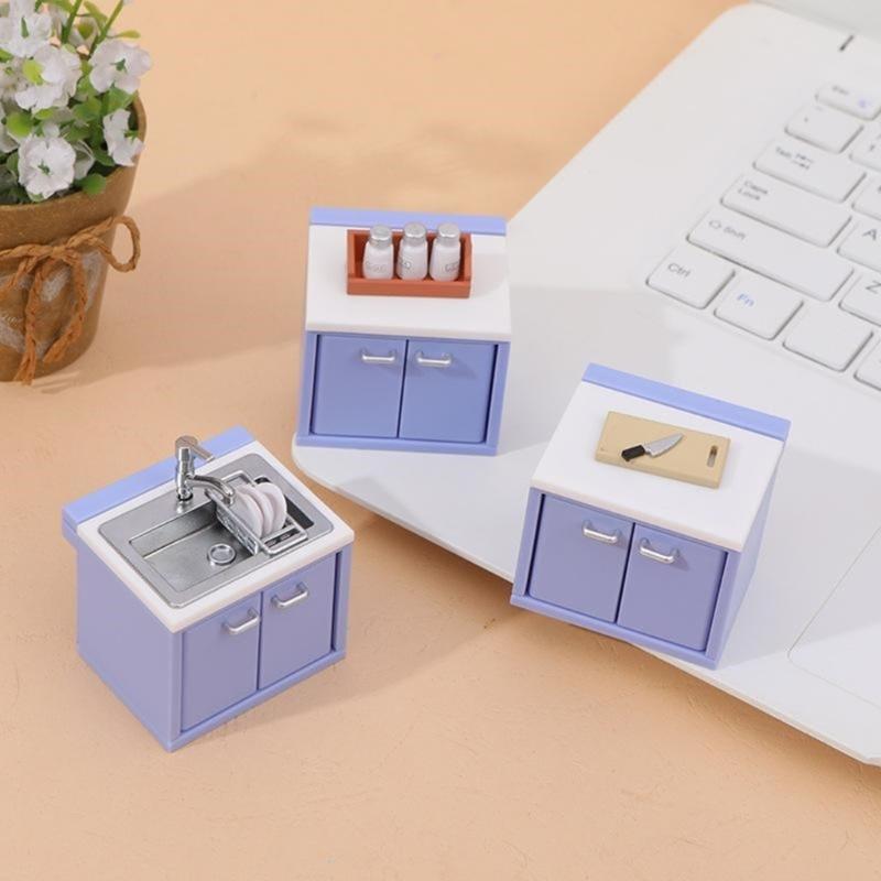 Dining Room Sink Furniture Doll House Miniature Pretend Play Accessories Life Scene Role Play Hobby Collection