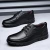 Fashion 2025 Soft Sole Lace-up Luxury Brand Middle-aged Old Man Dad Lightweight Loafers Shoes Men Genuine Leather Casual Shoes