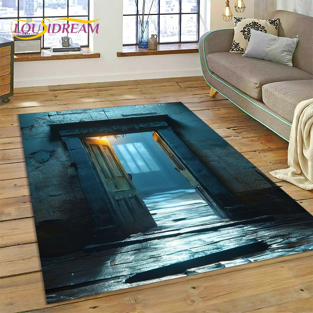 Illusion God's Temple Door Gate Carpet Rug for Living Room Bedroom Home Sofa Decoration,Kids Play Rug Floor Mat