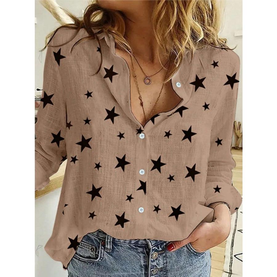 Polka Dot Printing Casual Long-sleeved Linen Shirt Women's Autumn and Winter New Women's Clothing