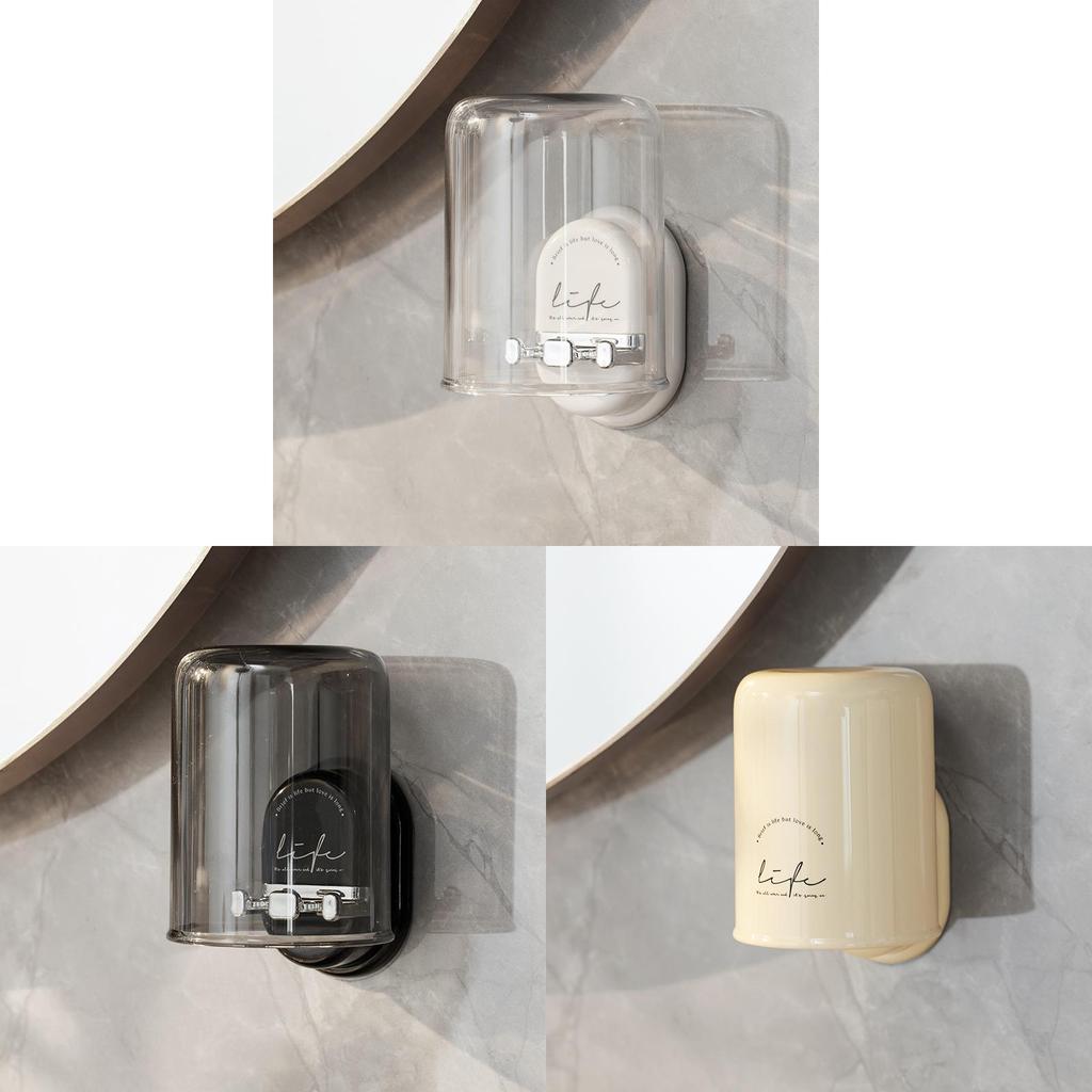 Abs Material Toothbrush Holder Wall Mount With No Drilling For Bathroom Storage