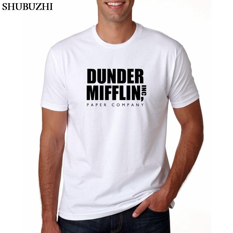 SXXX Men Print The Office TV Show Dunder Mifflin Paper White Tshirt Short sleeve ONeck Harajuku Streetwear Tshirt S