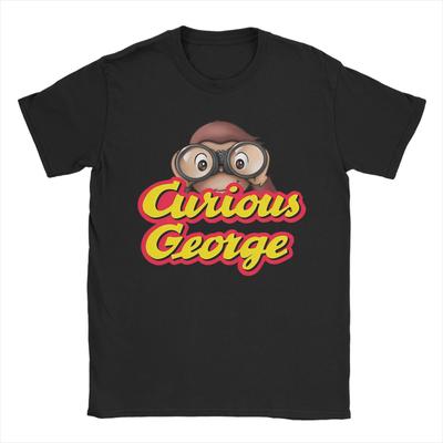 Men Women Cute Curious George  T Shirts  Cotton Tops Novelty Short Sleeve O Neck Tees 4XL 5XL T-Shirt