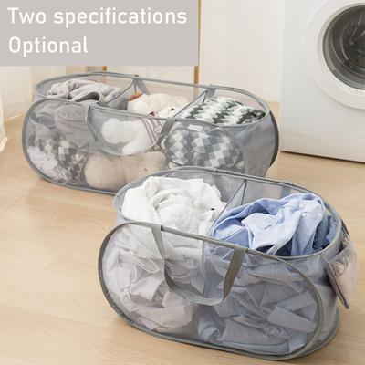 Folding Laundry Basket Organizer for Dirty Clothes Bathroom Clothes Mesh Storage Bag Household Wall Hanging Basket Frame Bucket