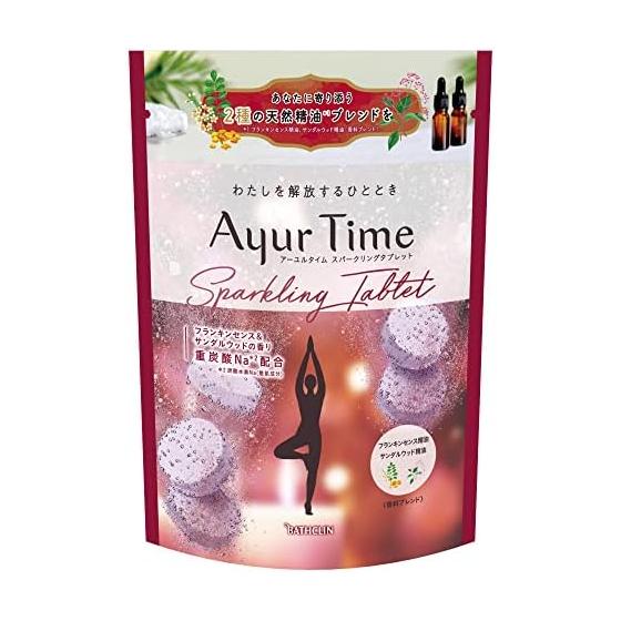 Bathclin Ayurtime Шипучая таблетка Аромат ладана и сандала [200 г] (приблизительно. 5 порций)] Соль для ванн бикарбонатная с натуральными эфирными маслами