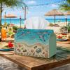 1pc Coastal Dolphin Shoreline Tissue Holder | Versatile Napkin Dispenser, Ideal for Home Use, Gatherings, And Car Decor Featuring a Sea Shell Beach De