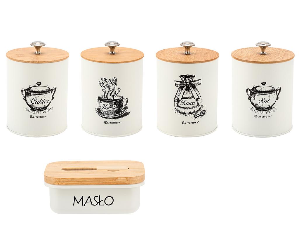 Set Of 4 Kitchen Containers And Butter Dish E-6056