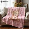 Heart Bow Bear Cartoon Anime Print Flannel Blanket Soft Warm Throw for Kids Bedroom Sofa Bed Christmas Office Car