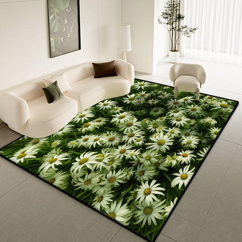 Modern Plant Pattern Large Rugs for Living Room Flower Design Room Decor Soft Bedroom Carpet Entrance Door Mat Machine Washable