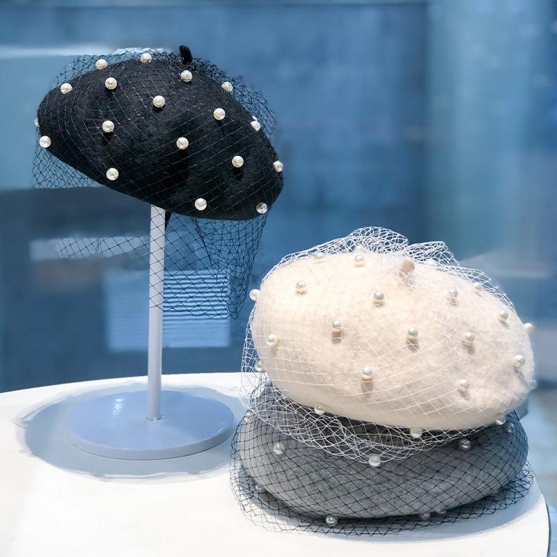 Women S Mesh Lace Beret Vintage Retro Large Head Size French Style Hat