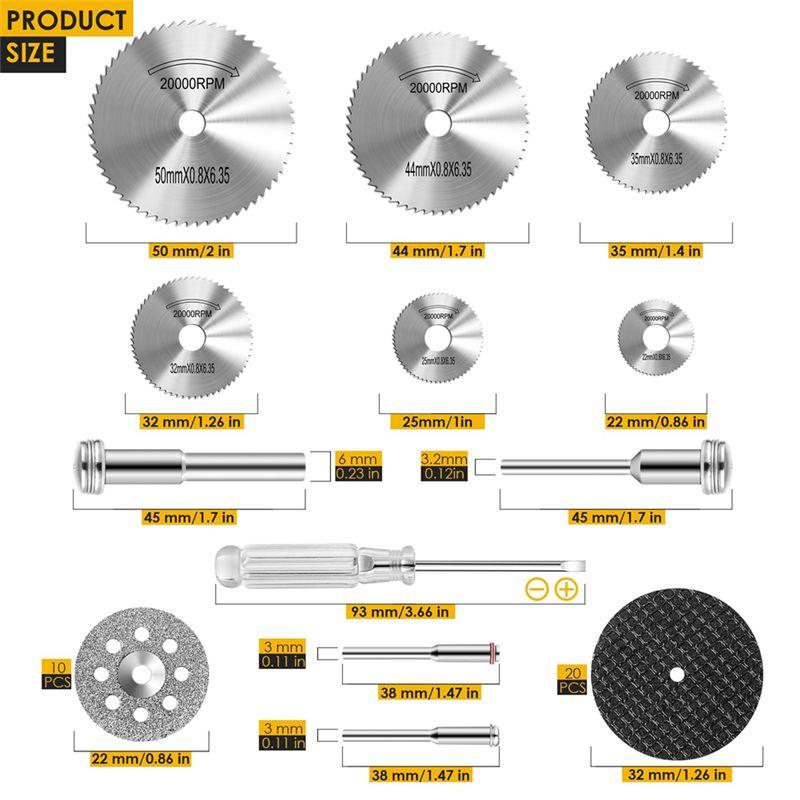 A20F-Cutting Wheel Set Compatible With Plastic 44Pcs For Rotary Tool, HSS Circular Saw Blades Resin Cutting Discs
