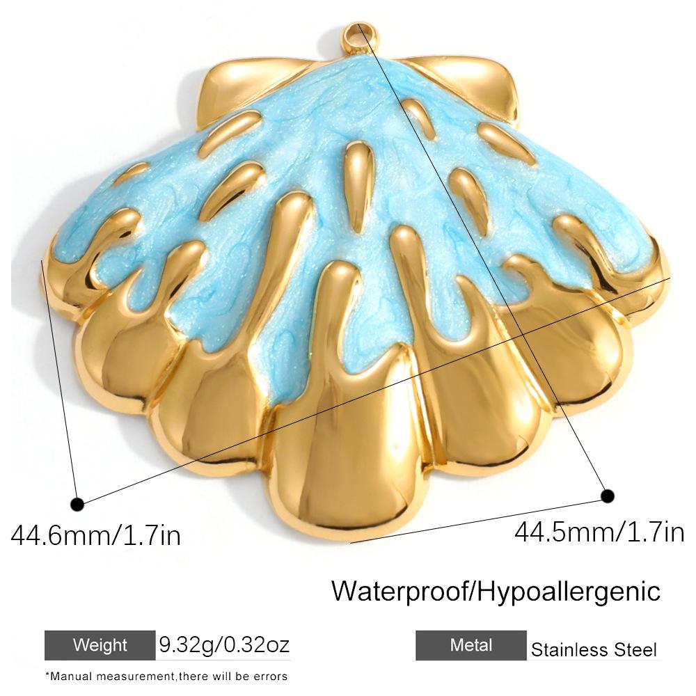 Sommer Meeresstil Bunter Muschel Seestern Anhänger 18K Vergoldeter Edelstahl Geschenk Schmuck