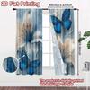 Set Of 2 Flat Printing Window Curtains Blue Blooms Digital Printed Polyester Drapes Festive Home Wall Yard Use Curtain Made