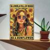 Vintage Sunflower Tin Sign, Inspirational Metal Poster for Living Room