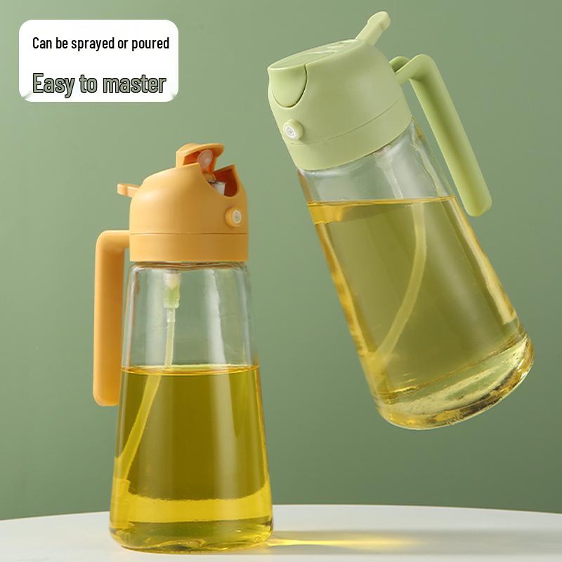 Dual-Use Glass Oil Spray & Pour Bottle - Leak-Proof, Thickened, Atomizing Oil Can for Kitchen