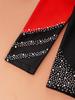 Kids Girls Stylish Clothing Long Sleeve Stand Collar Shiny Rhinestone Decor Contrast Color Gymnastic Dance Jumpsuit