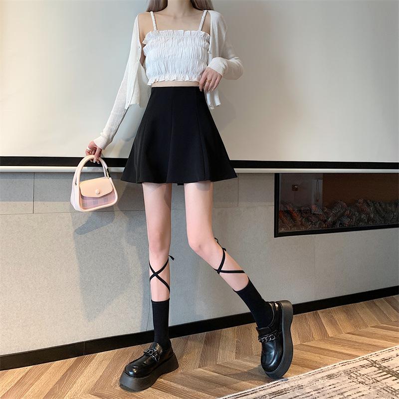 2026 Summer Women's High Waist Plus Size Anti-Exposure A-Line Black Bodycon Skirt