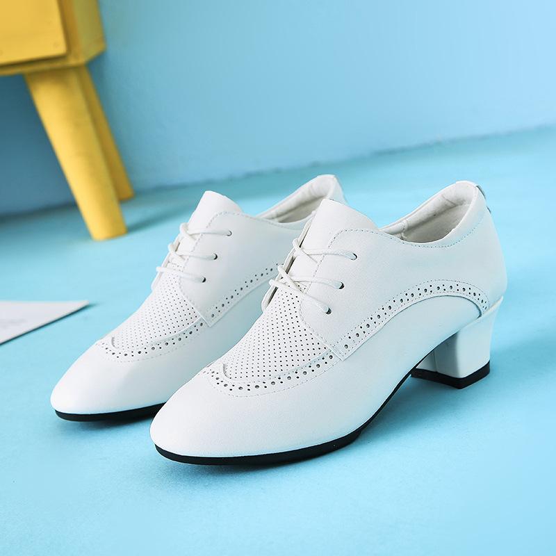 Girls Tango Salsa Performence Practice Woman Sneaker Ballet Shoes Women Latin Dance Shoes Leather Lace-up Ballroom Shoe
