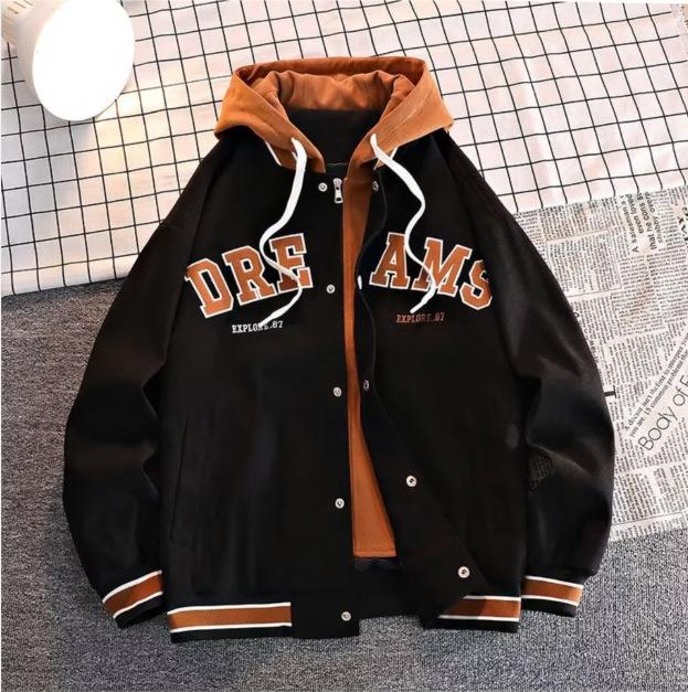 Men's Autumn New Brand All-match Student Letter Hooded Jacket Trendy Women High Quality Varsity Baseball Uniform Jacket
