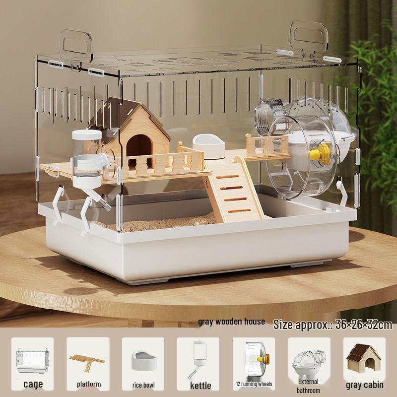 Golden Bear Acrylic Hamster Villa - Spacious Luxury Transparent Cage