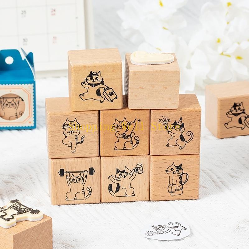 KX4B Cats Series Stamp Scrapbooking Decorative Stamp Rubber Stamp Animal Stamp for Crafts