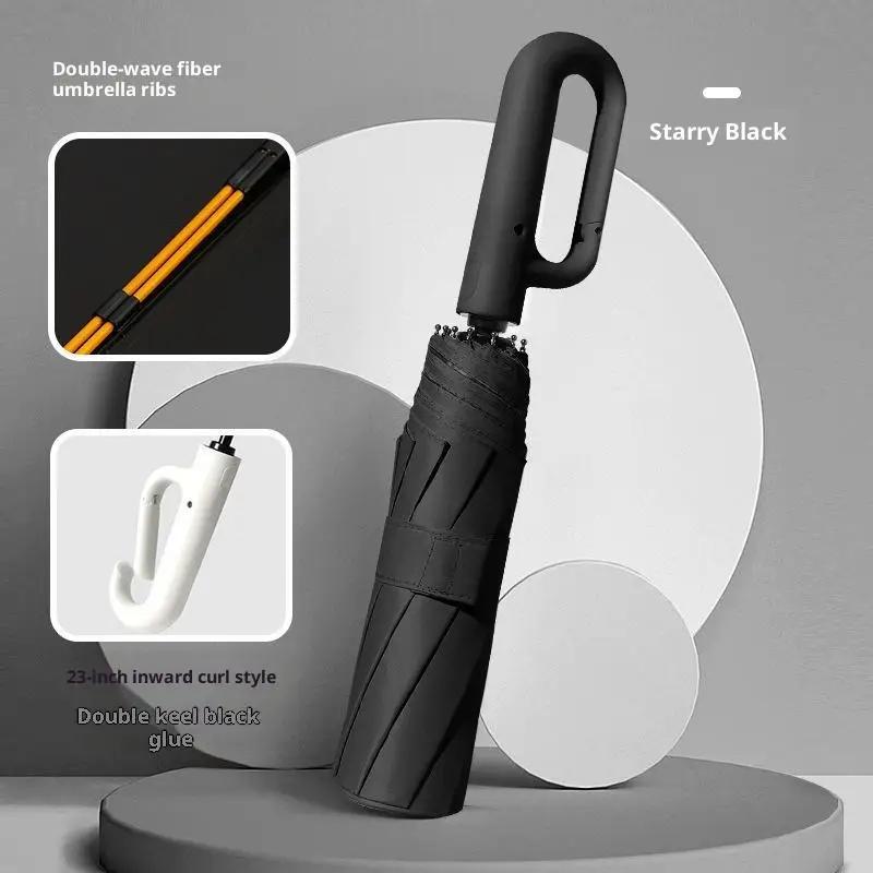 

Ring Buckle Design Automatic Umbrella For Men Women Folding 105CM Large Strong Sunshade UV Protection Umbrella чорний