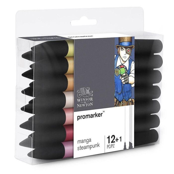 Feutres - WINSOR & NEWTON - ProMarker 12+1 - Manga Steampunk - Non Toxiques - Mixte
