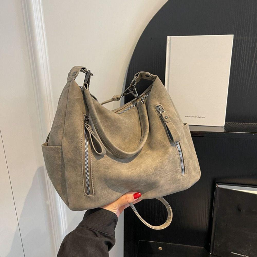 Large Capacity Retro Underarm Bag French Style New Design Tote Bag PU Leather Shoulder Bag  Girls