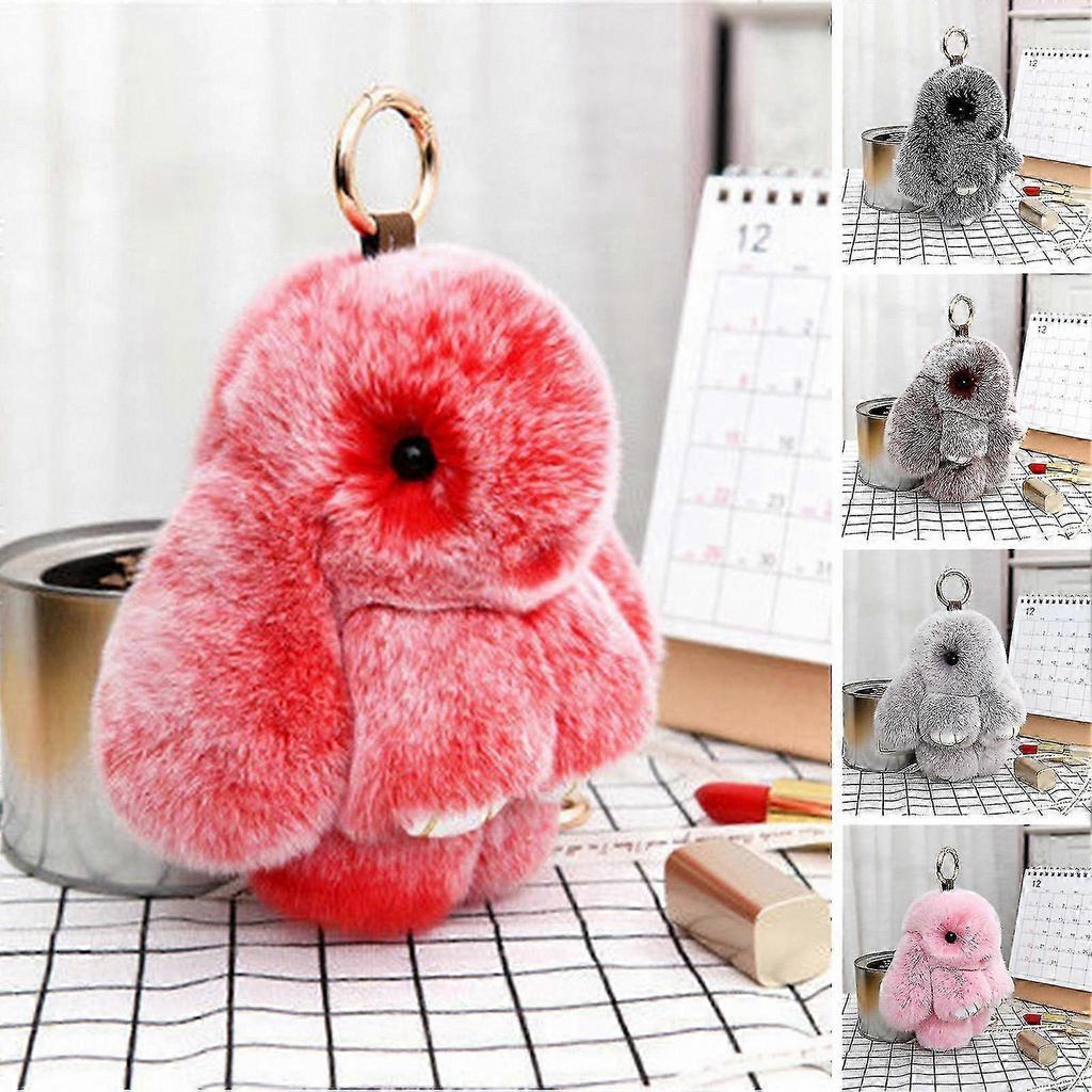 Portachiavi con Coniglietto Morbido Peluche, Ciondolo Carino Bambola Coniglio per Zaino, Giocattolo Animale di Peluche Regalo per Compleanno Bambini