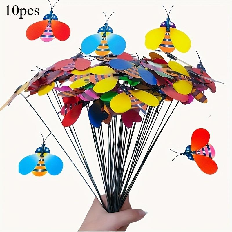 

10pcs Colorful Plastic Garden Stakes Decoration 2D Flat Outdoor Decorative Art Bee Design Lawn Pathway Courtyard Home Decoration