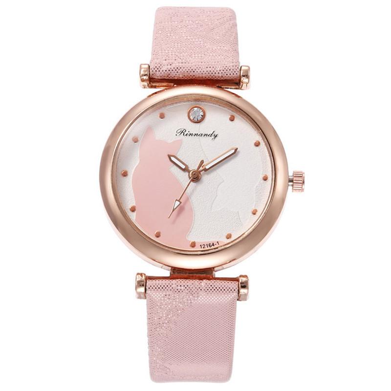 Cute Cat Pattern Quartz Watch Kids Students Wristwatch