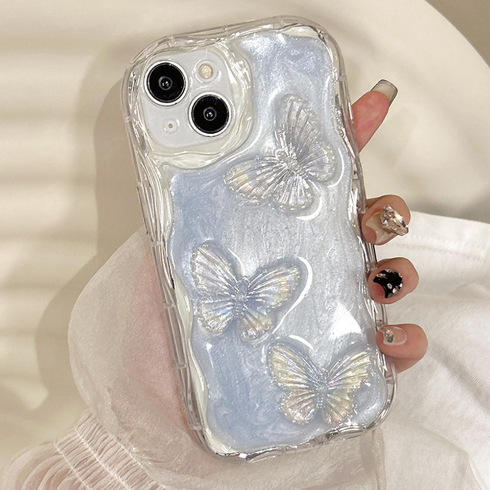 

For iPhone 15 Pro Max Case 3D Epoxy Butterfly TPU Shockproof Phone Cover As Shown A