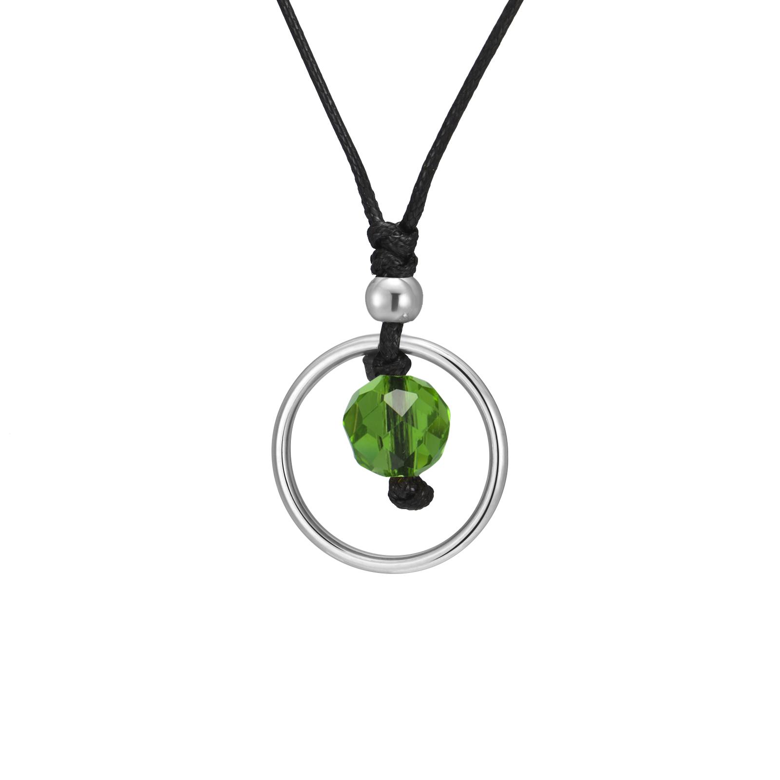 

My Shape Ring Pendant Necklace for Women Men Crystal Bead Charm Stainless Steel Jewelry Vintage Jewellery Party Accessories Gift