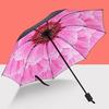 Hand-Painted Floral Umbrella Picture Inside - UPF 50+ Sun & Rain Protection, Folding Compact Parasol for Women & Men, Elegant Gift Idea
