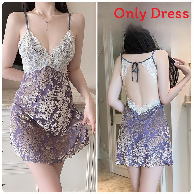 Silk Satin Sleepwear With Short Skirt And Elastic Fit For Home And Hotel Use
