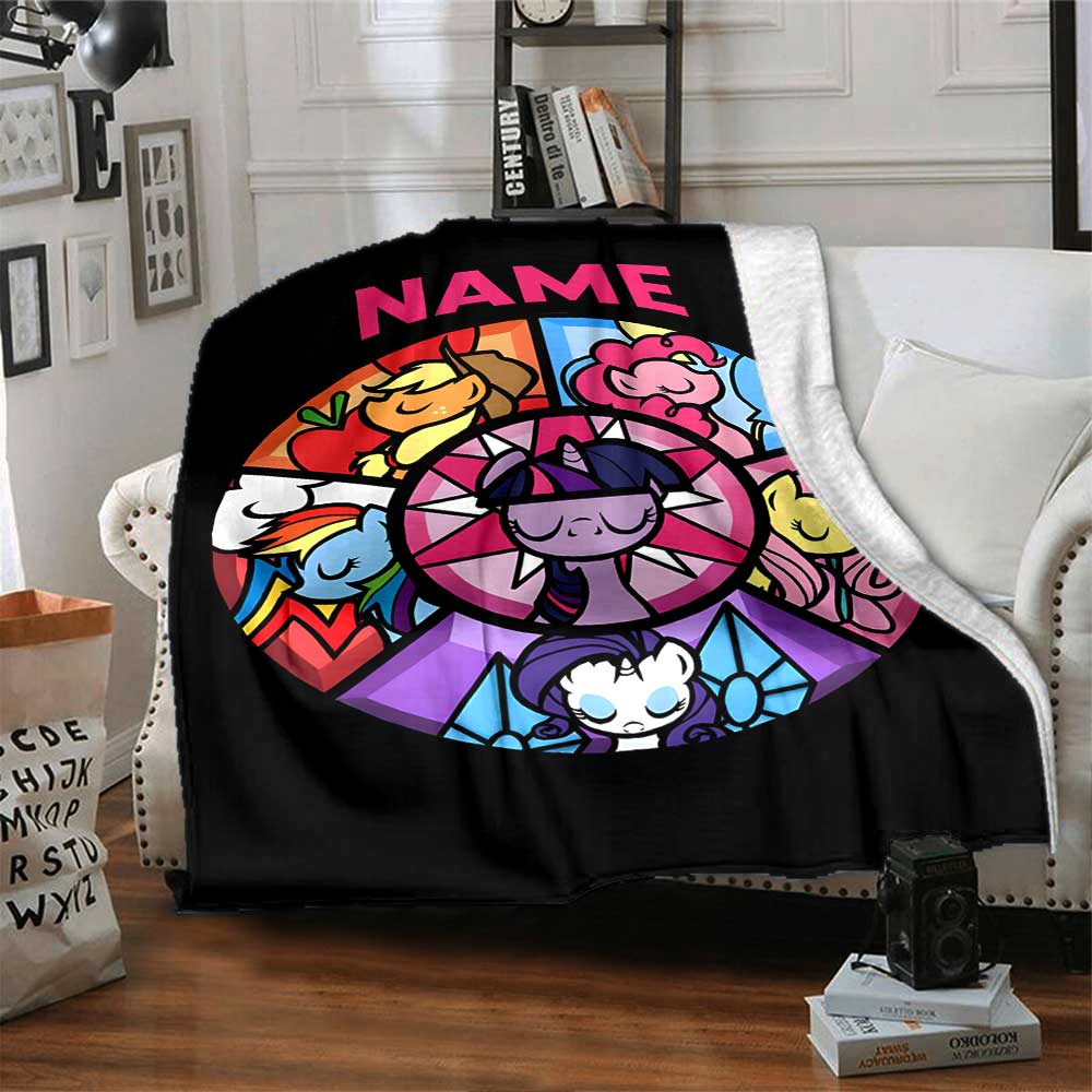Little Pony (8) Customize Your Name Blanket Multi-purpose Customizable Blanket Soft & Cozy Suitable for Nap Picnics Living Room Chair