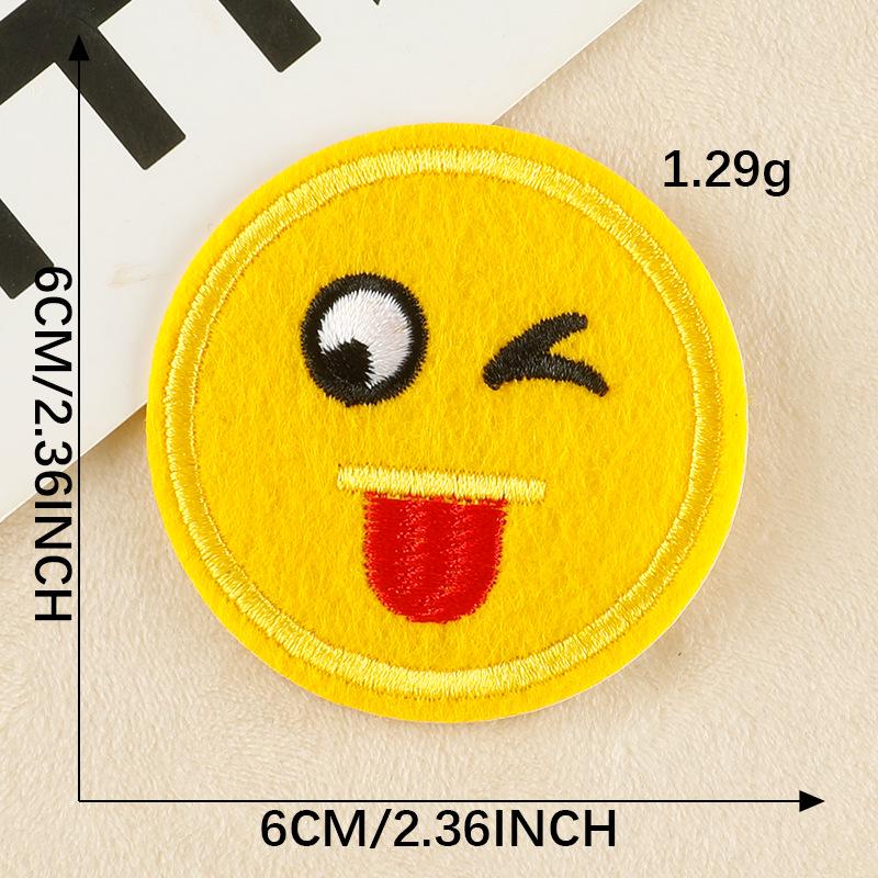 Patch Bordado de Rosto Sorridente de Desenho Animado para Chapéus, Bolsas e Roupas