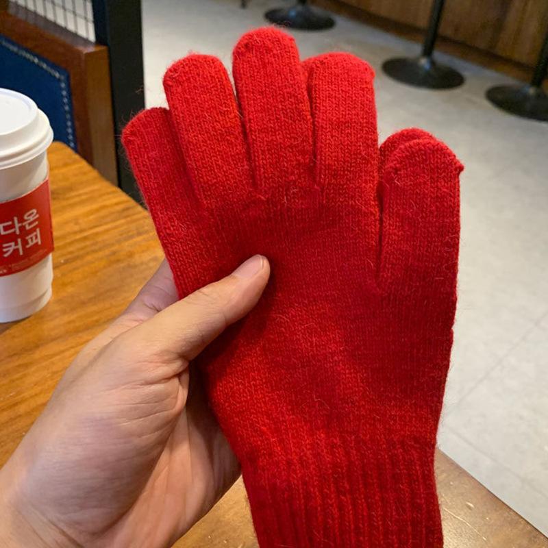 Women Men Cashmere Elastic Outdoor Full Finger Gloves Warm Thick Winter Gloves Mittens