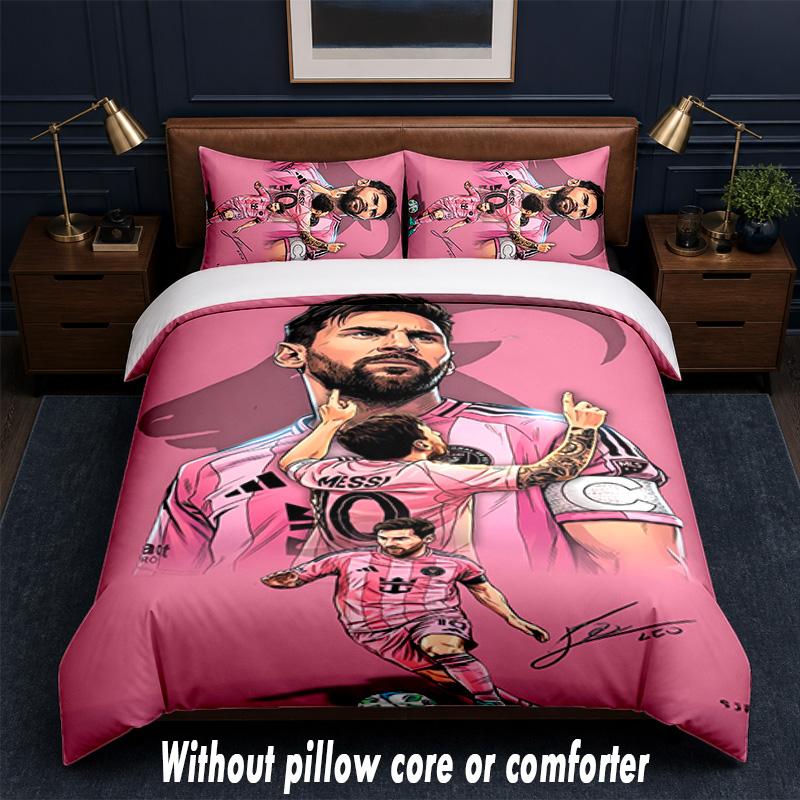 Set Biancheria da Letto Design Lionel Messi 1 Copripiumino + 2 Federe Morbido Traspirante Biancheria da Letto per la Casa