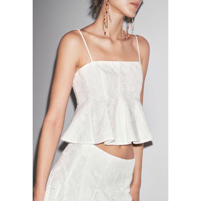 Summer Embroidered Wave-Style Wide Hem Top 4786109 Cotton Mid-Waist Embroidered Poncho Skirt 4786110