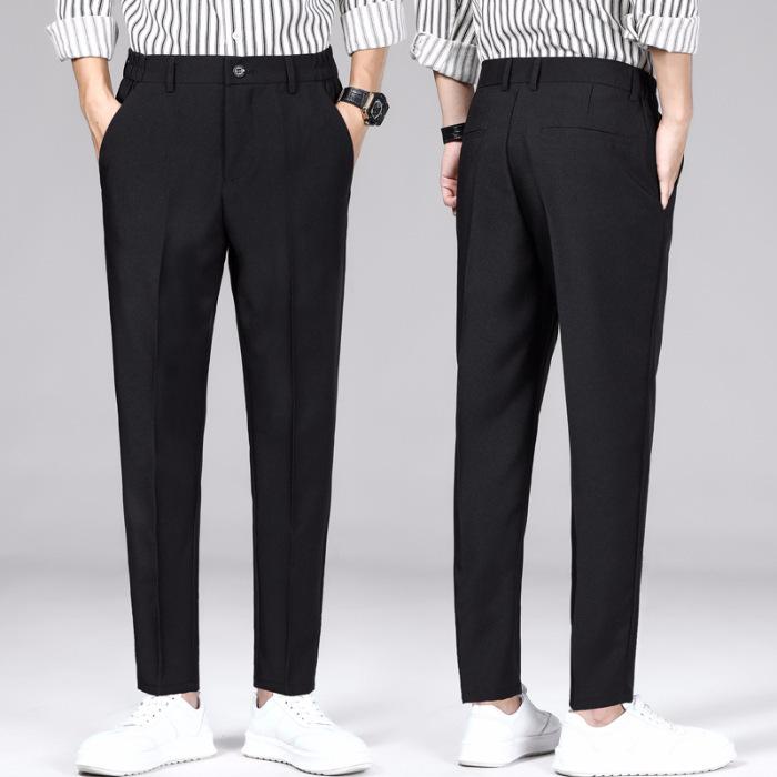 Stretch Soft Pants for Men Summer Thin Elastic Waist Business Fashion Slim Casual Formal Trousers Male Brand Clothes