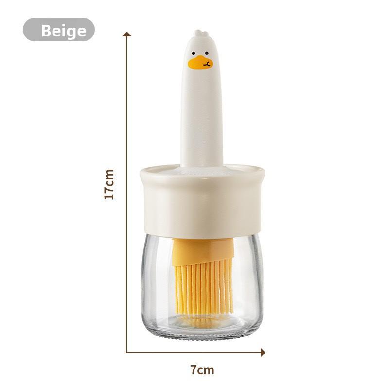 1pcs Yellow Duck Oil Pot Silicone Glass Outdoor Barbecue Camping Home Kitchen Integrated Oil Pot