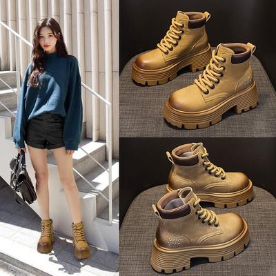Martin Boots Women's Autumn and Winter New Retro Locomotive Boots Thick-soled Outdoor Tooling Boots Leather Short Tube Versatile Women's Boots